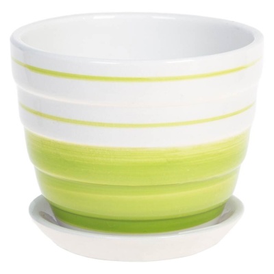 Горшок керамический с поддоном Зеленая линия