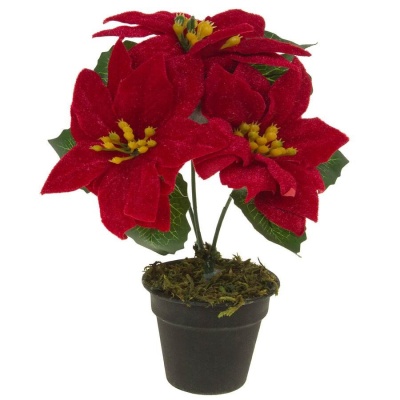 Пуансеттия искусственная в горшке