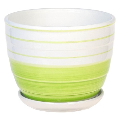 Горшок керамический с поддоном Зеленая линия