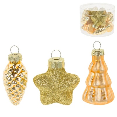 Набор елочных игрушек Ель, шишка, звезда