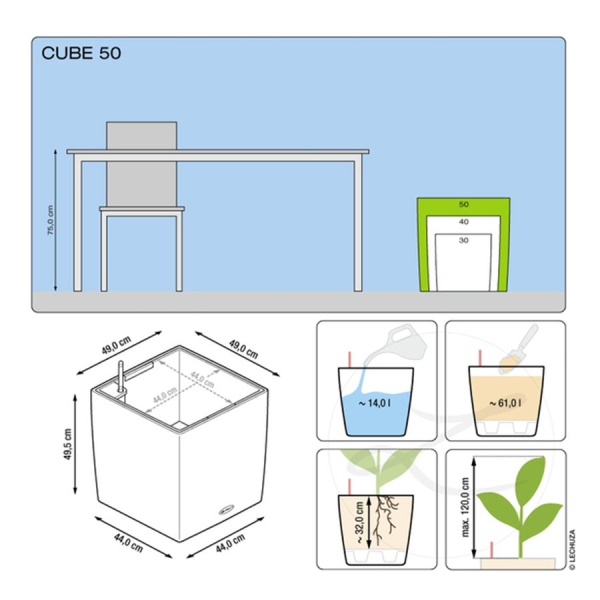 Кашпо Lechuza Cube