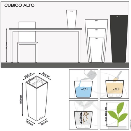 Кашпо Lechuza Cubico Alto