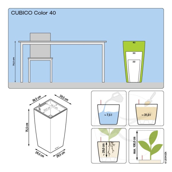 Кашпо Lechuza Cubico Color
