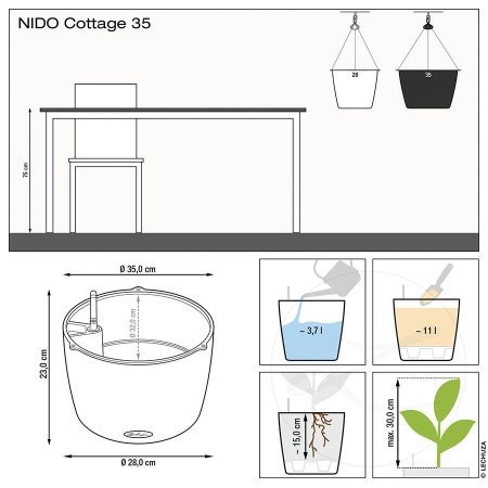Кашпо Lechuza Nido Cottage