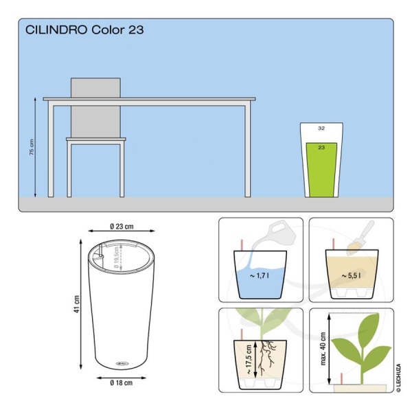 Кашпо Lechuza Cilindro Color