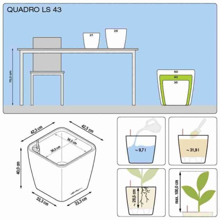 Кашпо Lechuza Quadro LS