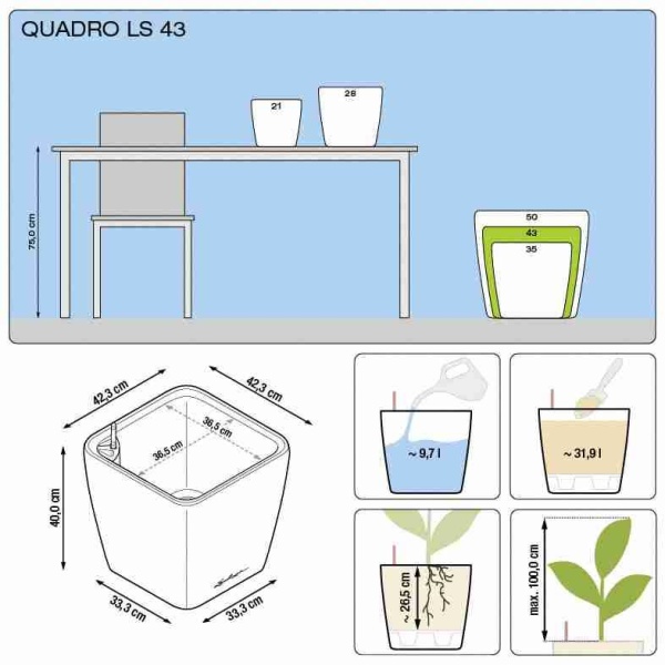 Кашпо Lechuza Quadro LS