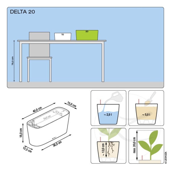 Кашпо Lechuza Delta 20