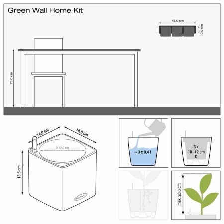 Настенное кашпо Lechuza Green Wall Home Kit Color