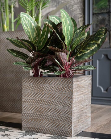 Прямоугольный горшок Wood Cube фото