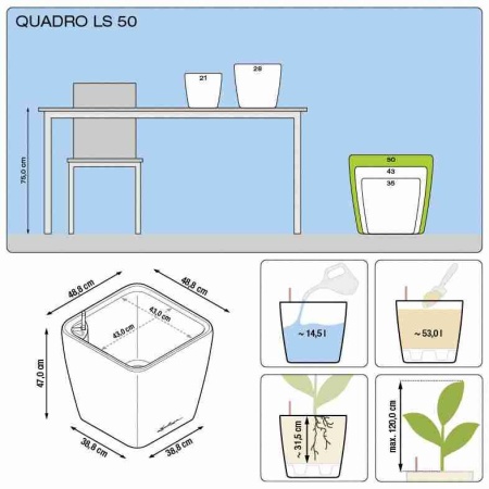 Кашпо Lechuza Quadro LS