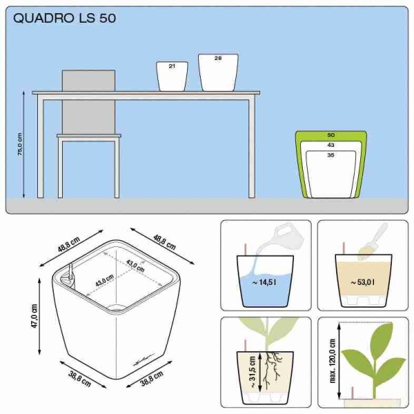 Кашпо Lechuza Quadro LS