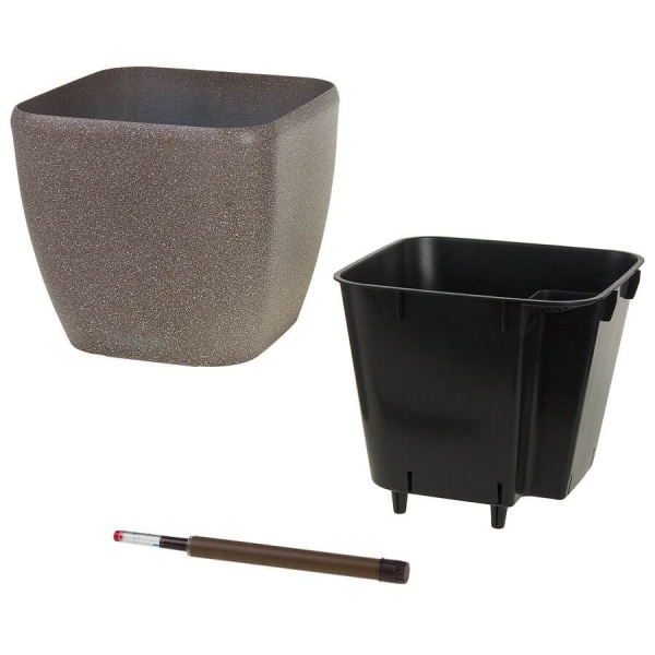 Пластиковое кашпо с автополивом Square Stone