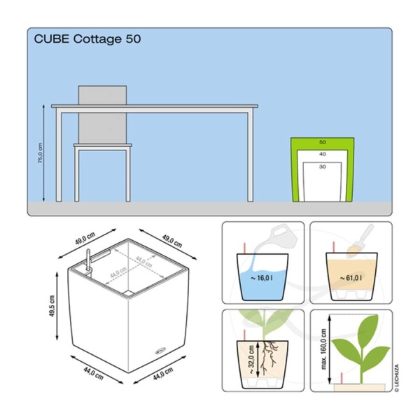 Кашпо Lechuza Cube Cottage