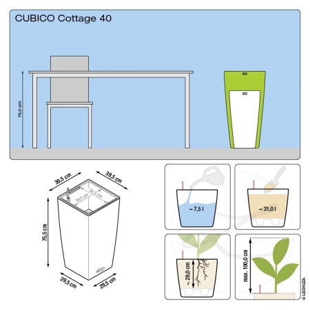 Кашпо Lechuza Cubico Cottage