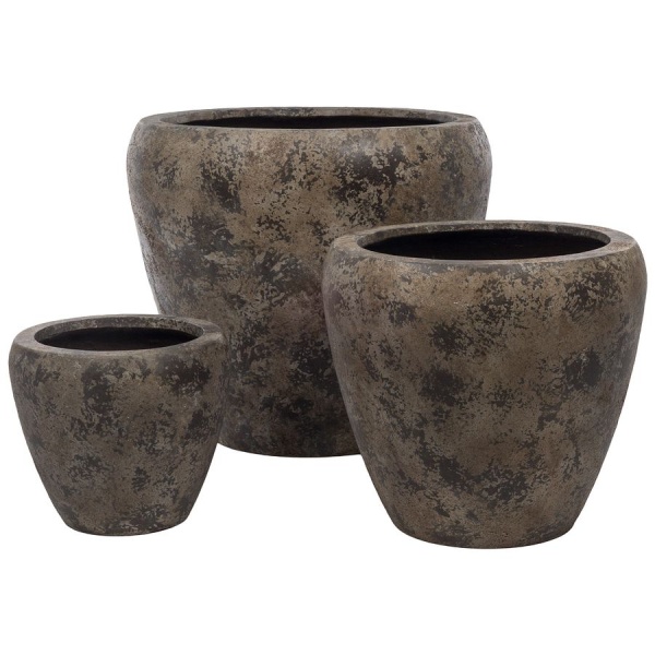 Большой цветочный горшок Plain Round Patina