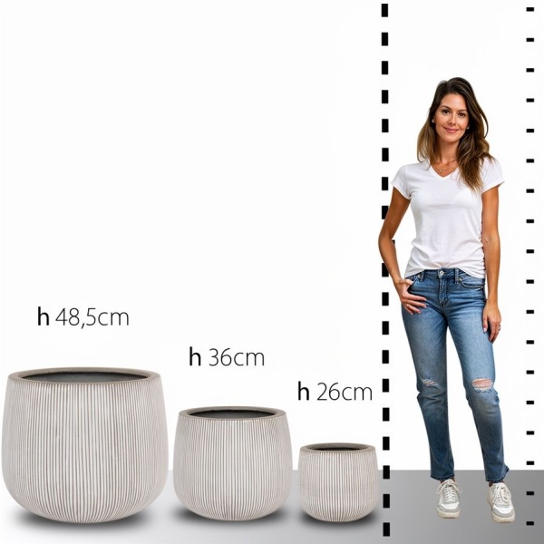 Кашпо Nobilis Marco "Vertical stripes white glazed Jaze" (файкостоун)