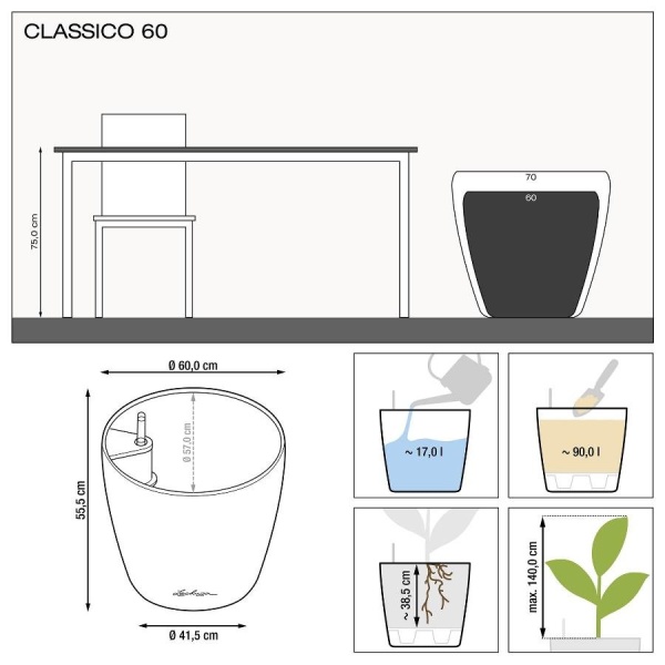 Кашпо Lechuza Classico LS