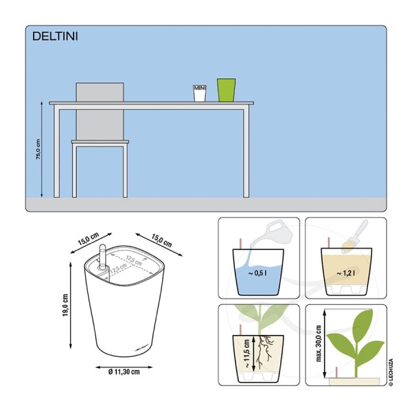 Кашпо Lechuza Deltini & MINI-Deltini