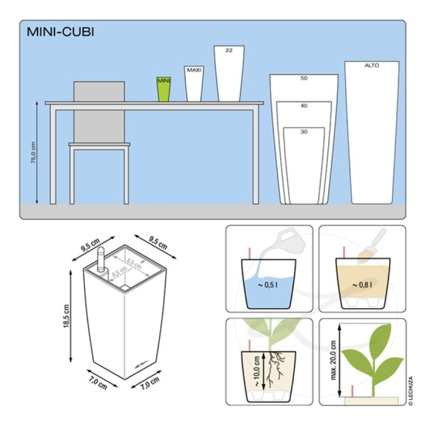 Кашпо Lechuza MINI-Cubi & MAXI-Cubi