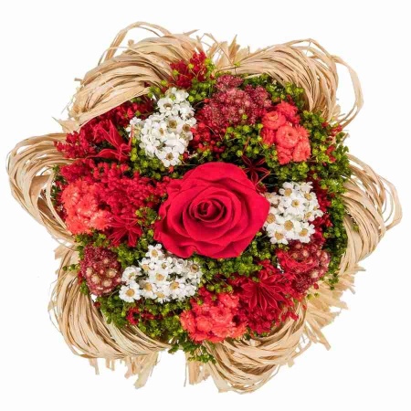 Стабилизированный букет Раффия красный