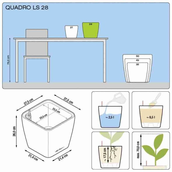 Кашпо Lechuza Quadro LS