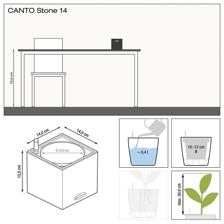 Кашпо Lechuza Canto Stone 14