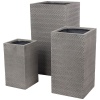 Высокий горшок Fishbone Fossil-wood grey Column
