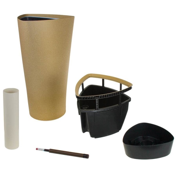 Пластиковое кашпо с автополивом Crater Stone sand