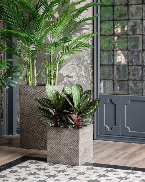 Прямоугольный горшок Wood Cube фото