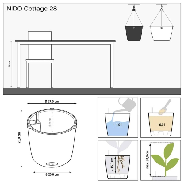 Кашпо Lechuza Nido Cottage