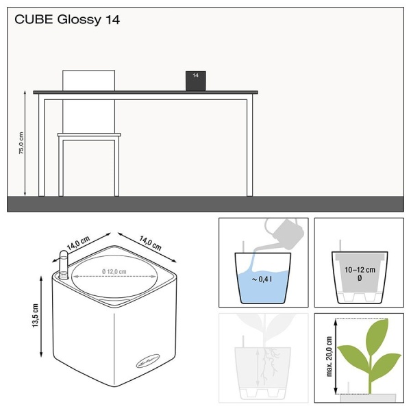 Кашпо Lechuza Cube Glossy